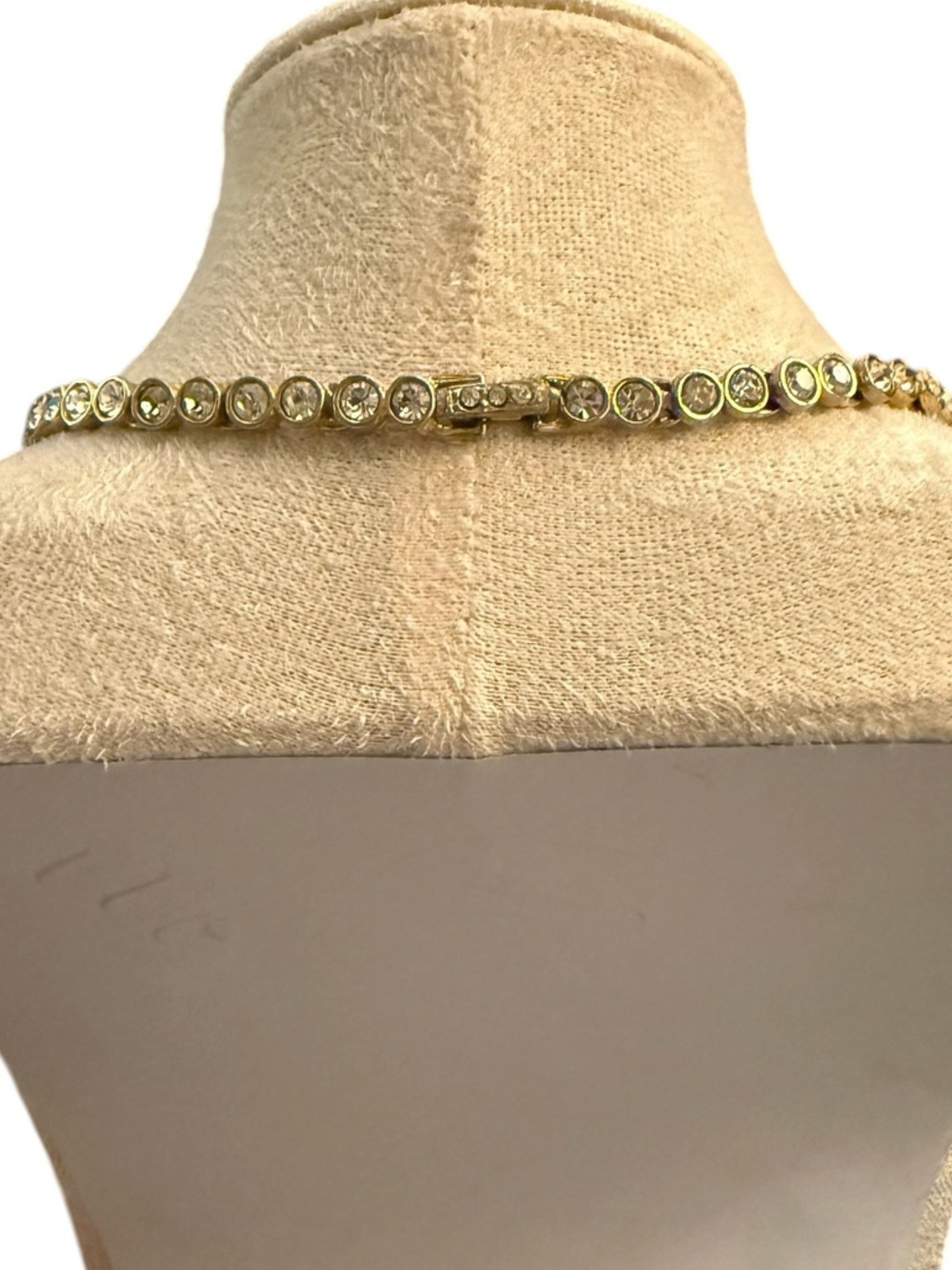 Gold Toned Crystal Tennis Necklace with clear crystals - Picture 5 of 7